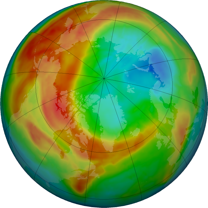Arctic ozone map for 19 February 2016